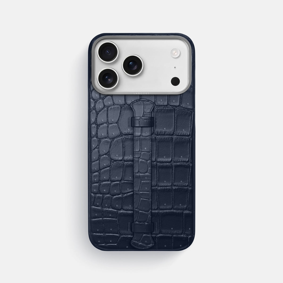 Center Handle For iPhone 18 Pro Max In Porosus Crocodile -1 | Deep-Blue-Sea-Steel