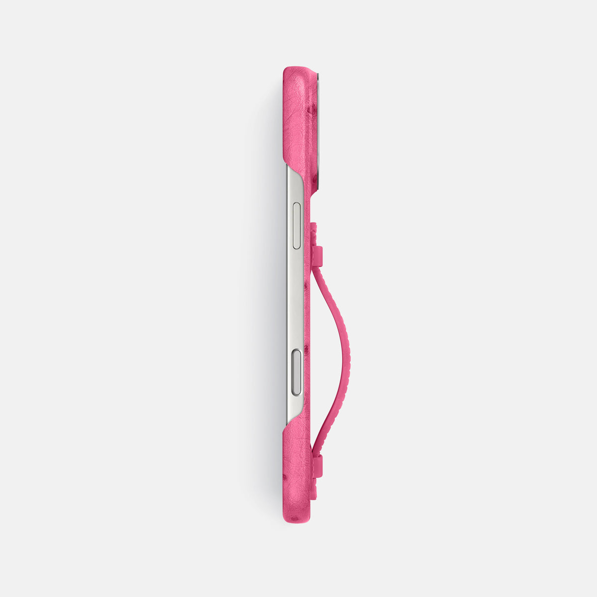 Center Handle For iPhone 17 Pro Max In Ostrich -2 | Pink-Steel