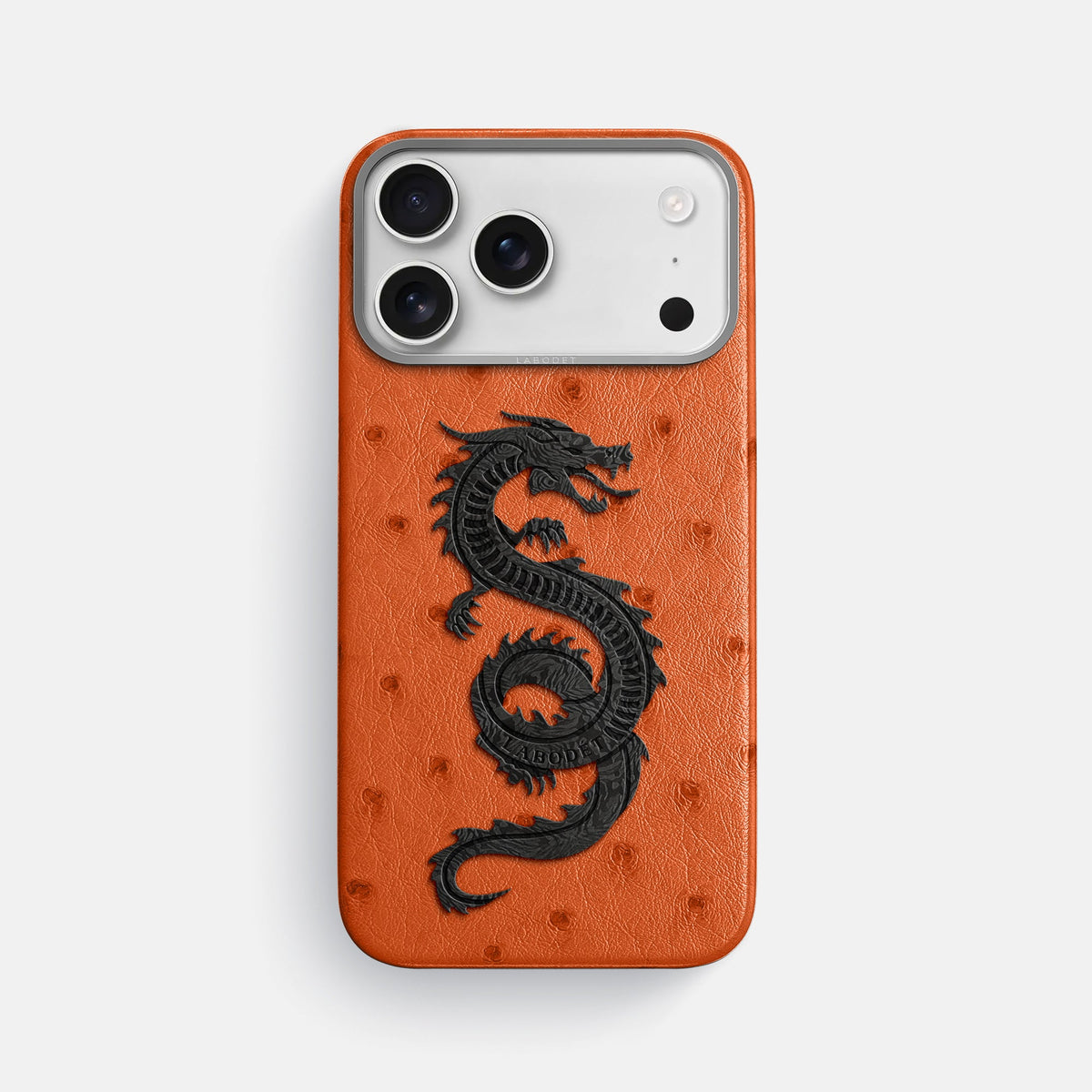 Classic Case With Carbon Dragon For iPhone 18 Pro Max In Ostrich -1 | Orange-Steel
