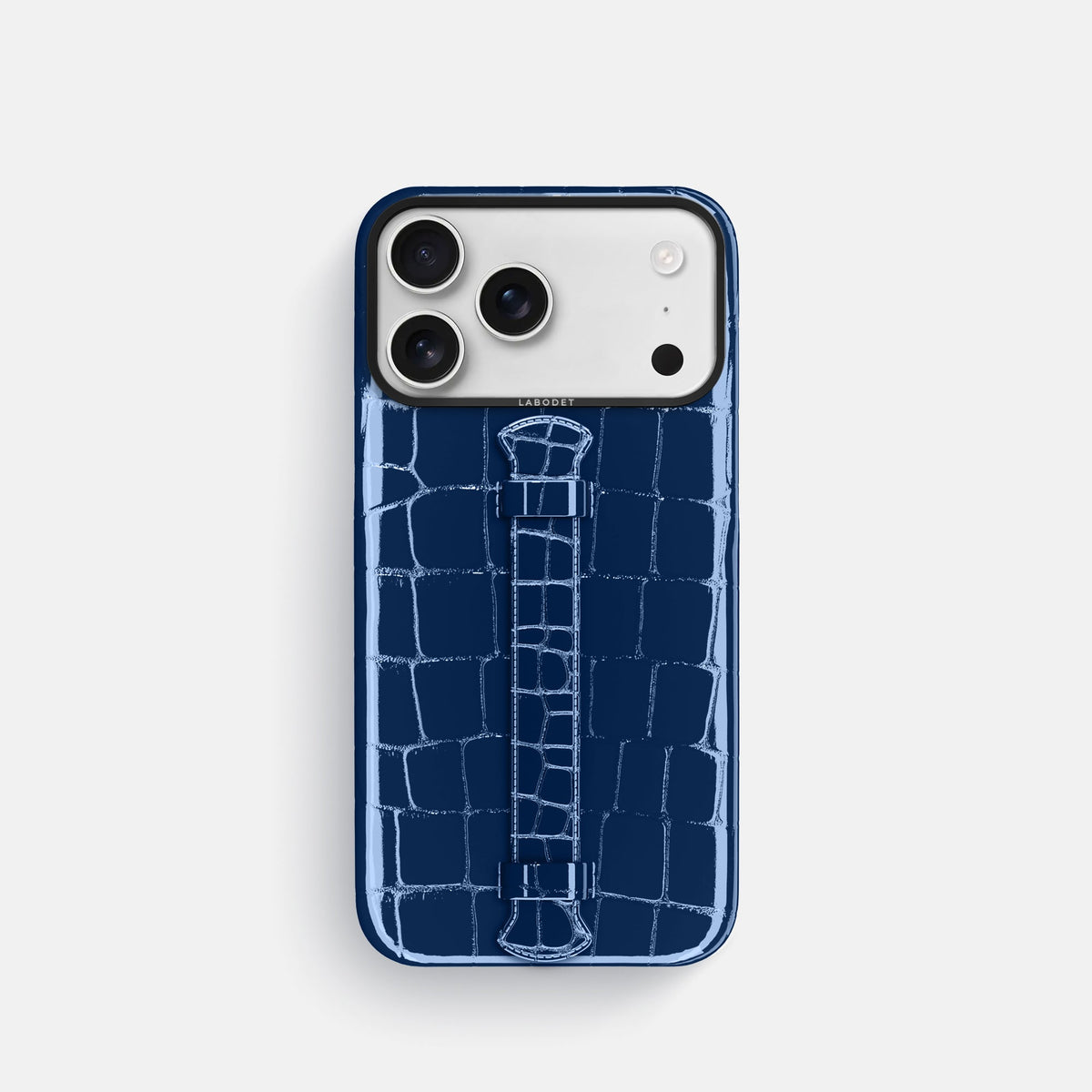 Center Handle For iPhone 18 Pro In Shiny Alligator -1 | Mediterranean-Black
