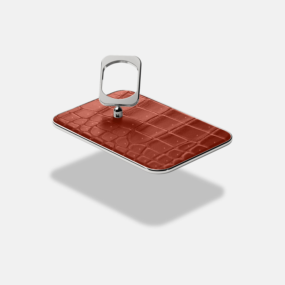 MagSafe Ring For iPhone 17 Air In Porosus Crocodile -4 | Mahogany-Brown-Steel