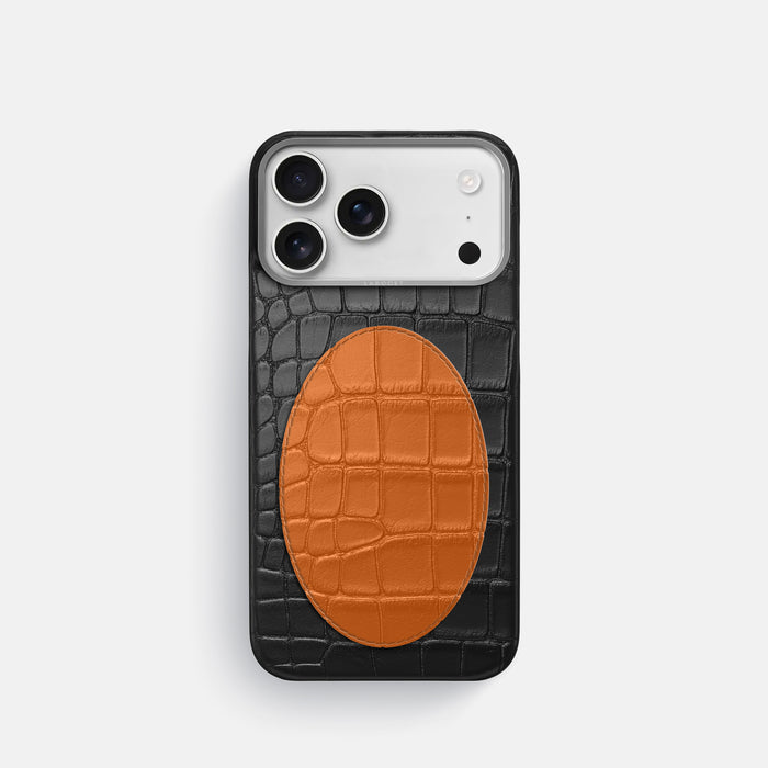 Classic Case With Oval For iPhone 17 Pro In Alligator -1 | Black-Steel