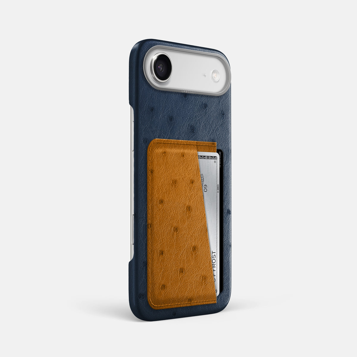Double Card Case Coloré For iPhone 17 Air In Ostrich -2 | Navy-Blue-Steel