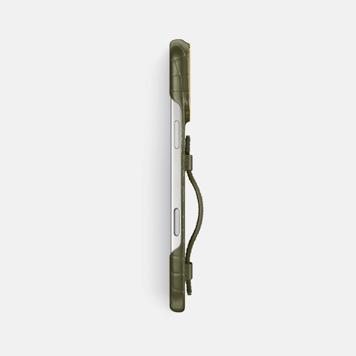 Handle Case For iPhone 17 Pro Max In Alligator -3 | Kaki-Green-Gold