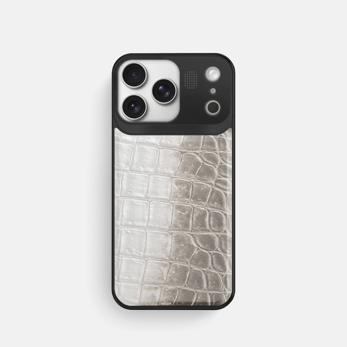 Metal Case For iPhone 17 Pro In Himalayan Crocodile -1 | Grey-Black