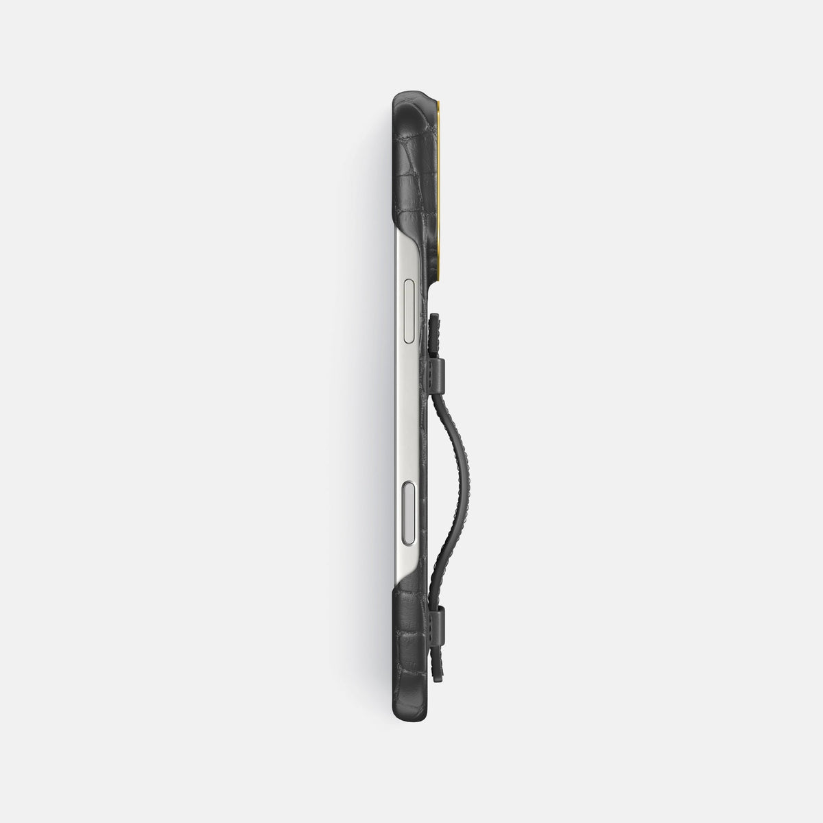 Handle Case For iPhone 18 Pro Max In Alligator -3 | Grey-Gold