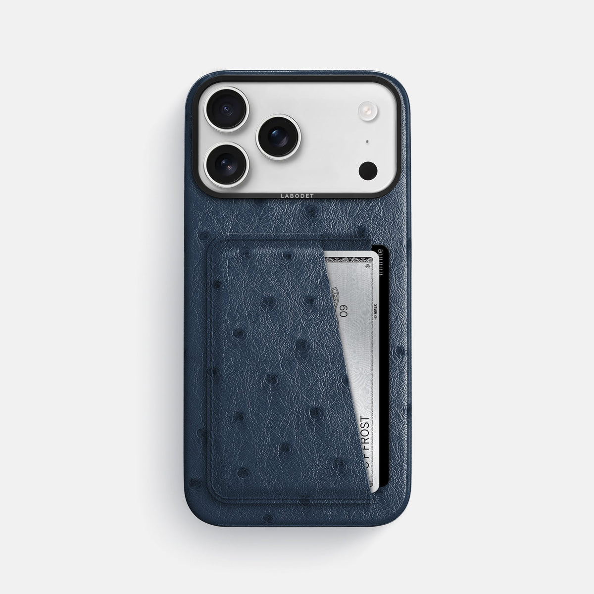 Double Card Case For iPhone 18 Pro Max In Ostrich -1 | Navy-Blue-Black