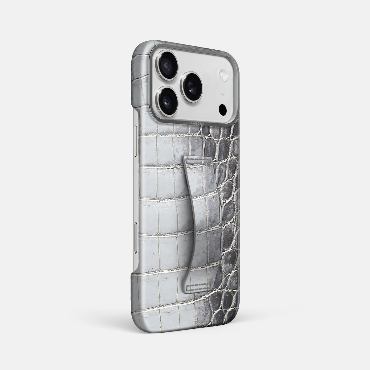Finger Case For iPhone 17 Pro Max In Himalayan Crocodile -2 | Silver-Steel