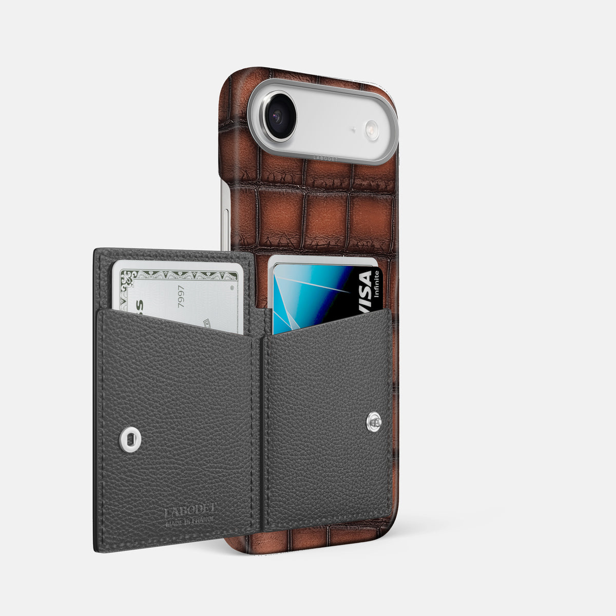 Bi-Fold Case For iPhone 17 Air In Patina Alligator -2 | Baobab-Steel