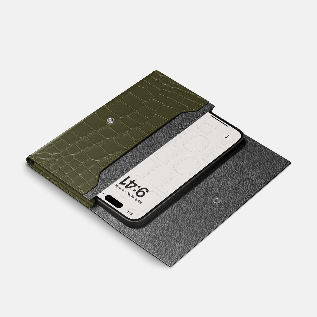 Wallet Case For iPhone 17 Air In Alligator -2 | Kaki-Green