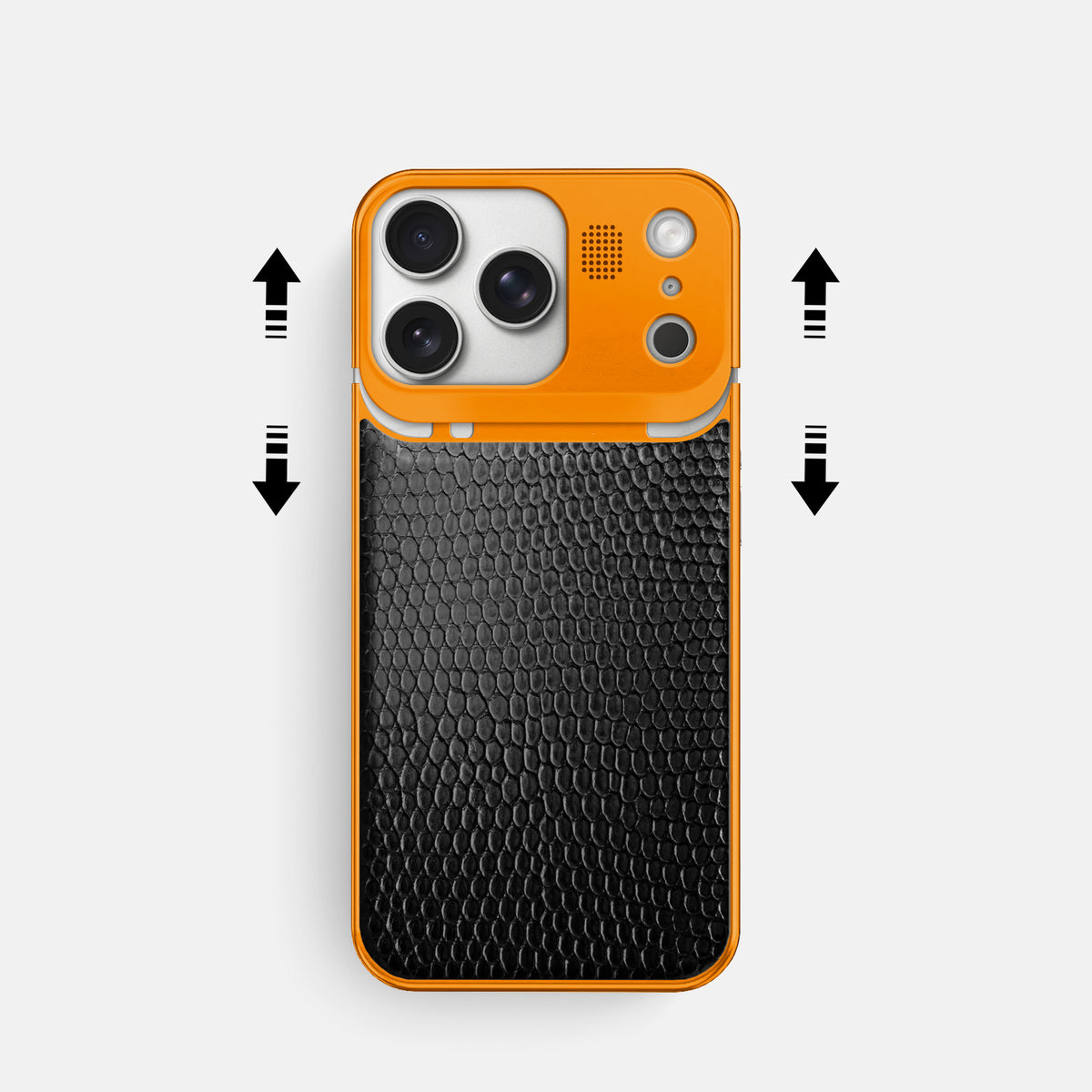 Metal Case For iPhone 17 Pro In Lizard -2 | Black-Orange