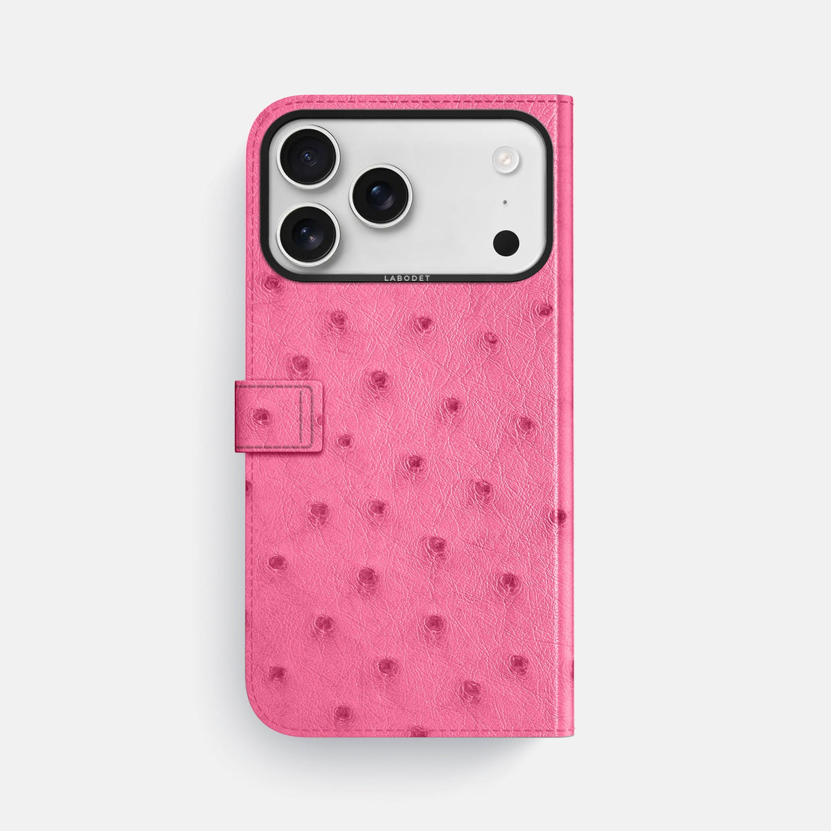 Folio Case with Clasp For iPhone 18 Pro Max In Ostrich -3 | Pink-Black