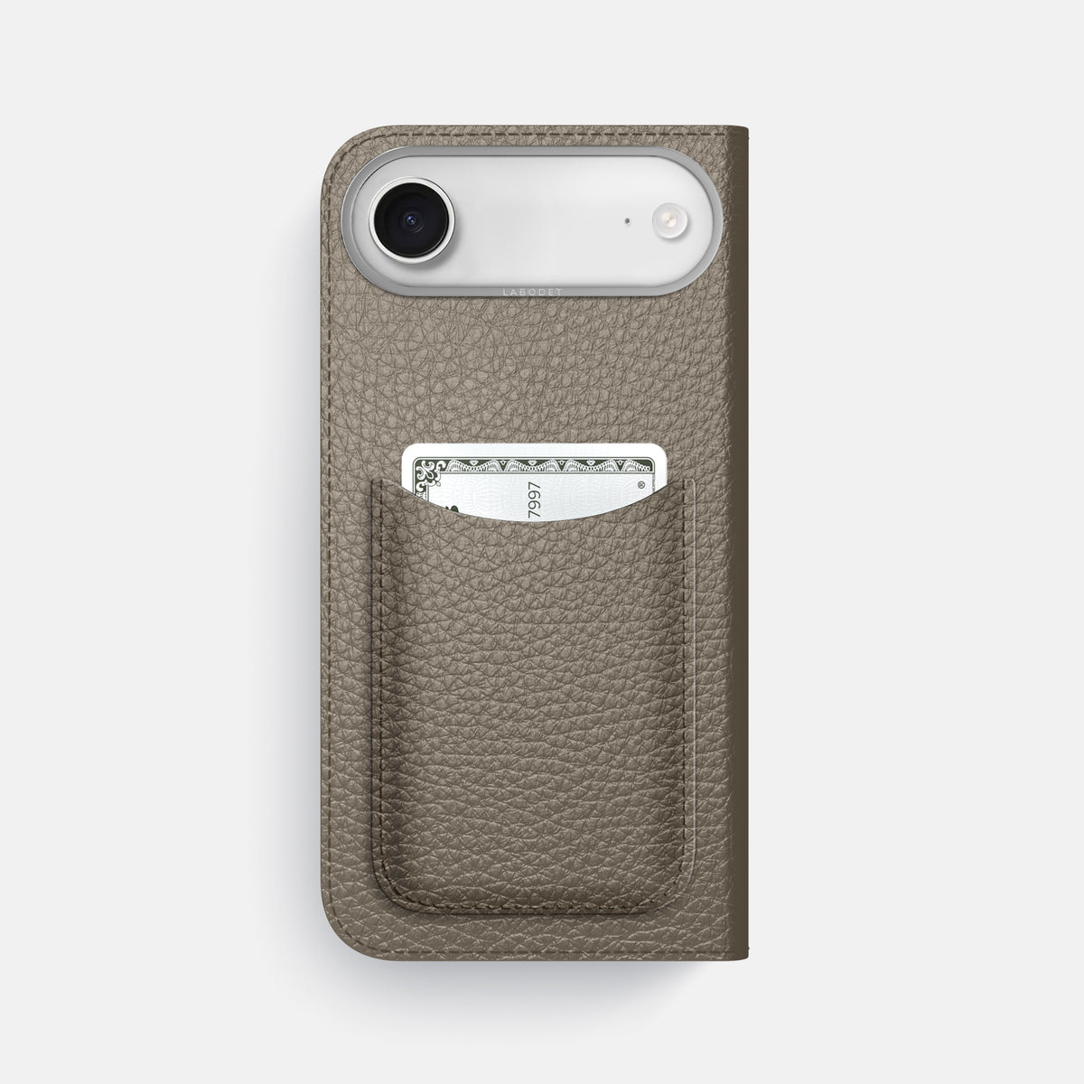 Folio Case with Card For iPhone 17 Air In Calf -3 | Taupe-Steel