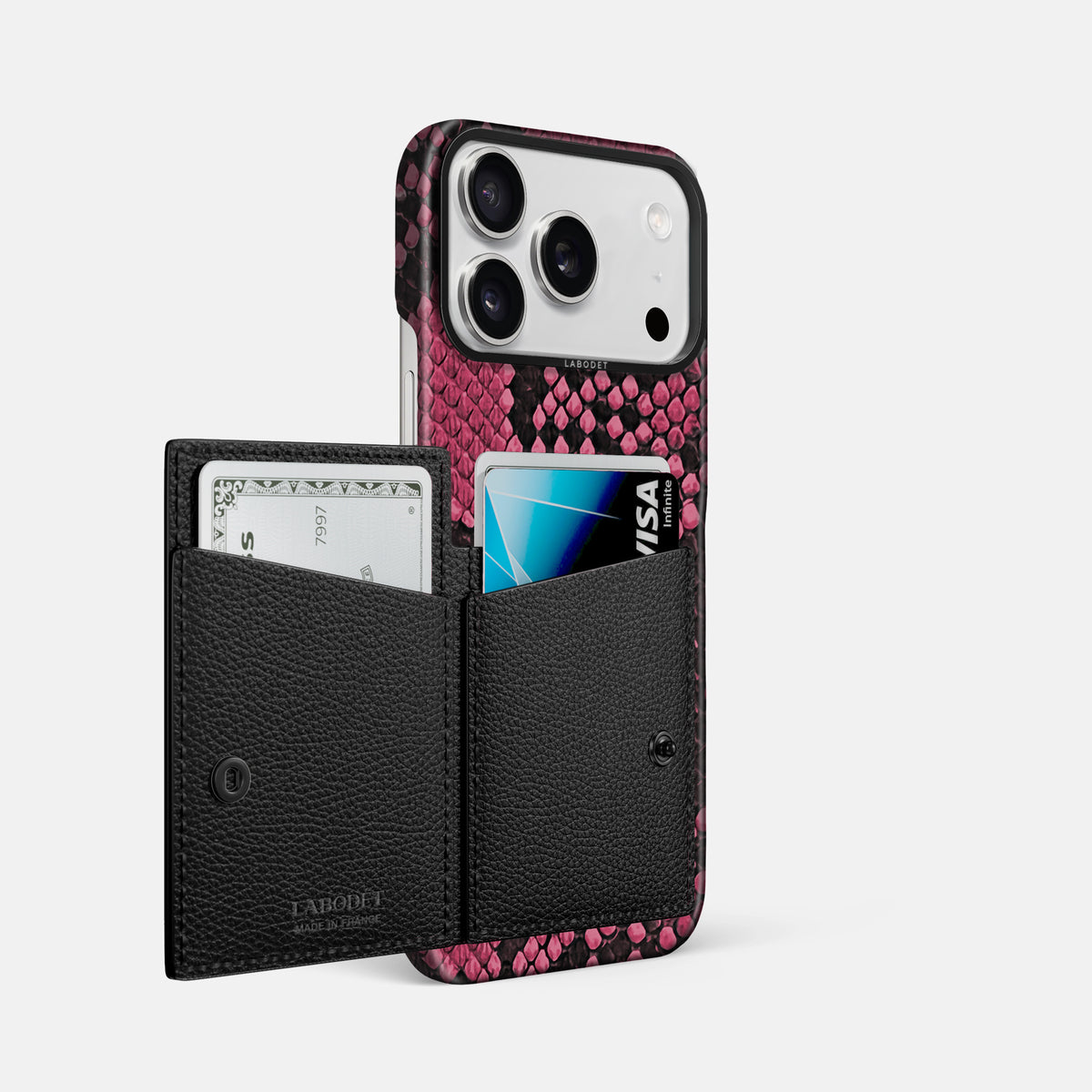 Bi-Fold Case For iPhone 17 Pro Max In Deluxe Python -2 | Burgundy-Black
