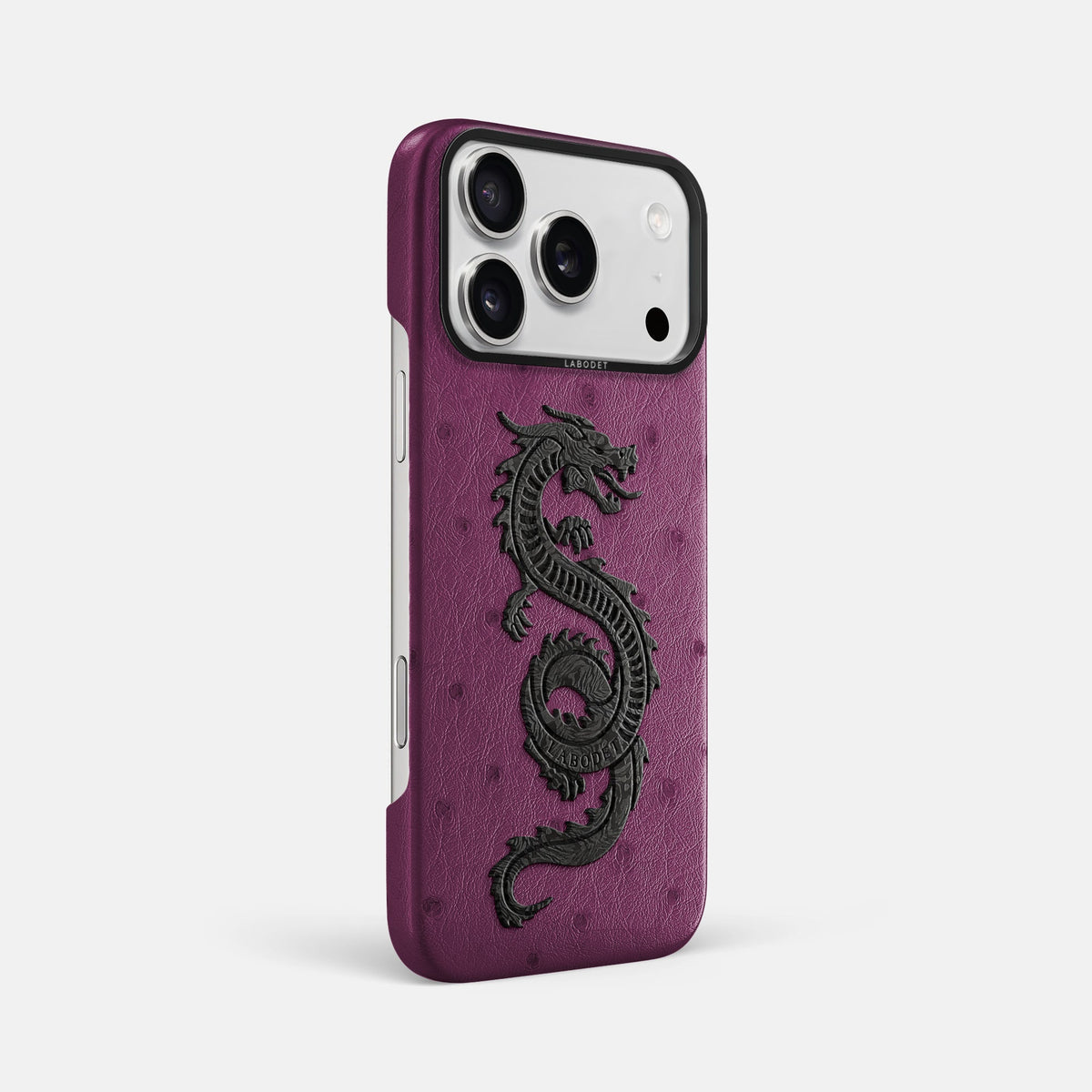 Classic Case With Carbon Dragon For iPhone 18 Pro Max In Ostrich -2 | Purple-Black