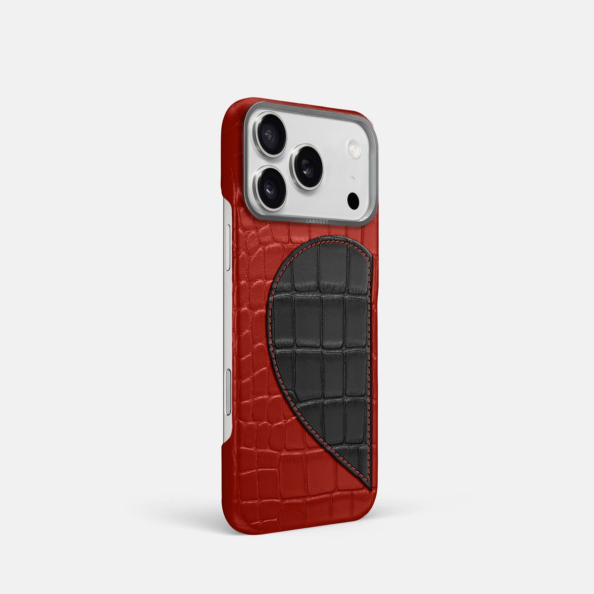 Classic Case With Half Heart - Left For iPhone 18 Pro In Alligator -2 | Red-Steel