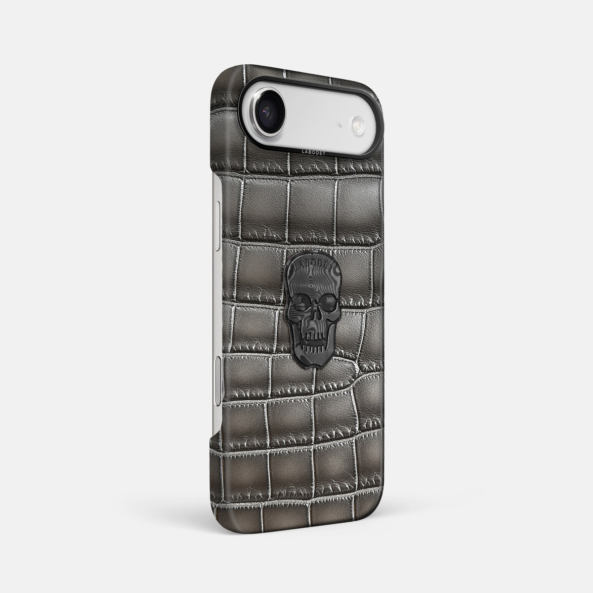 Classic Case With Carbon Skull For iPhone 17 Air In Patina Alligator -2 | Grey-Black
