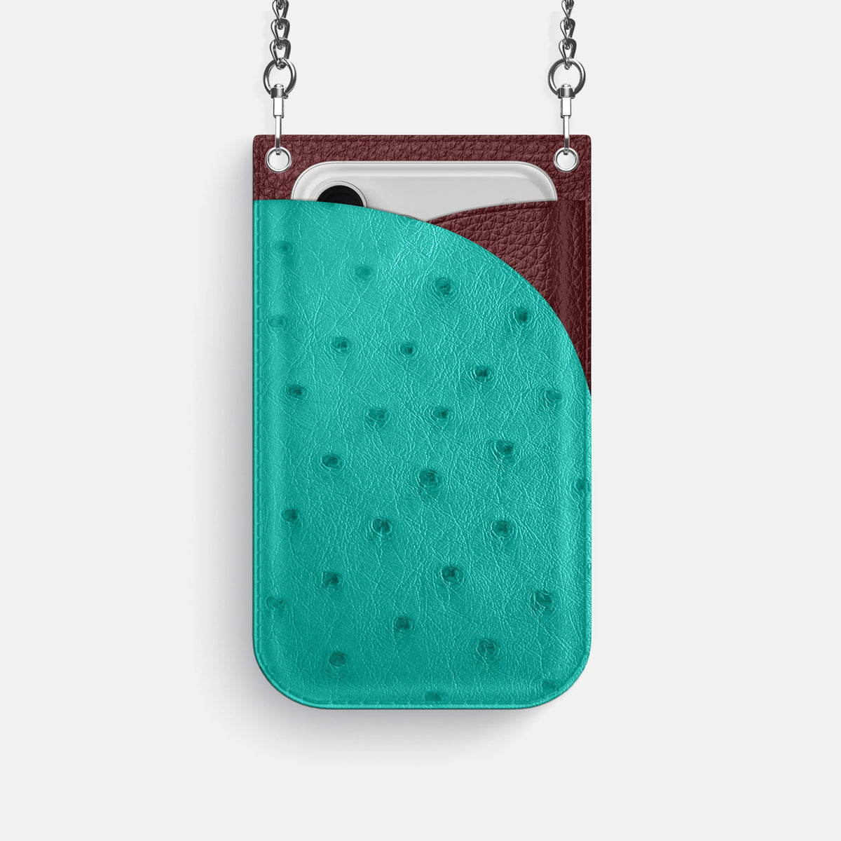 Crossbody Bag For iPhone 18 Pro In Ostrich -1 | Turquoise-Steel