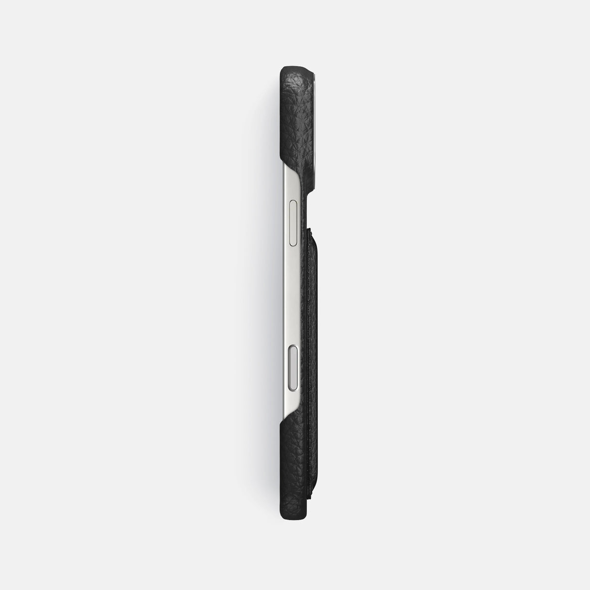 Double Card Case For iPhone 17 Pro Max In Calf -3 | Black-Steel