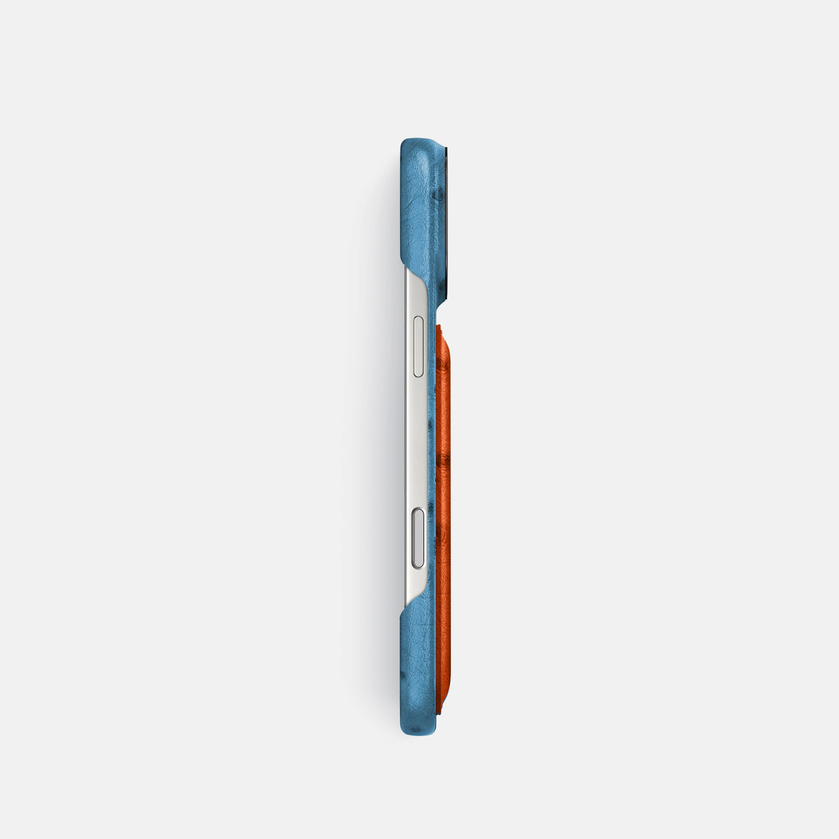 Double Card Case Coloré For iPhone 17 Pro In Ostrich -3 | Blue-Jeans-Black
