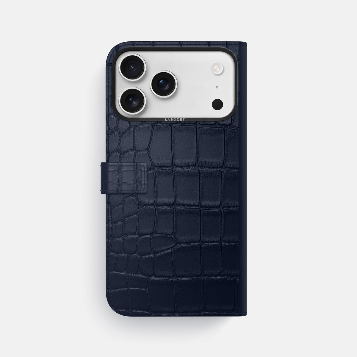 Folio Case with Clasp For iPhone 18 Pro Max In Alligator -3 | Navy-Blue-Black
