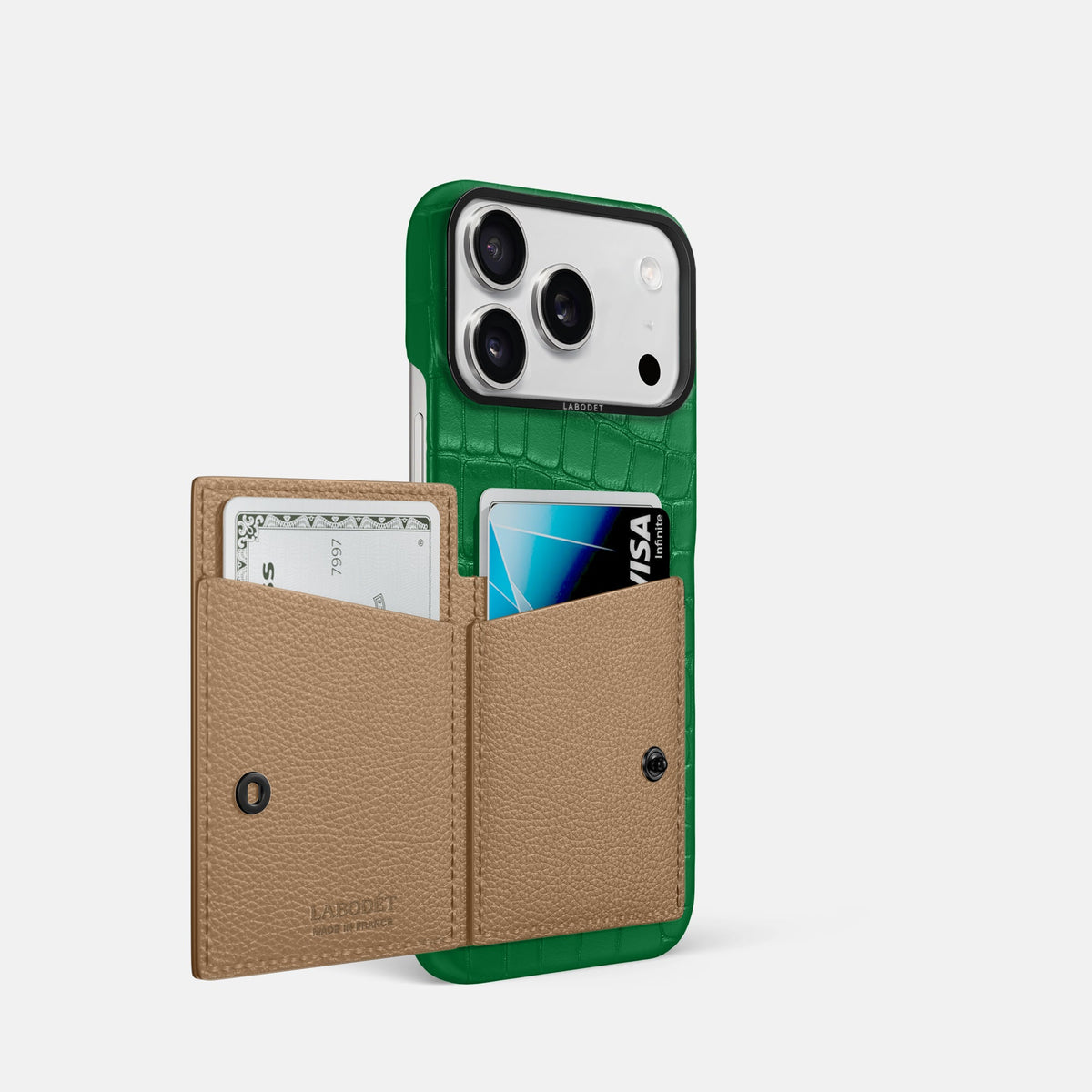 Bi-Fold Case For iPhone 18 Pro In Alligator -2 | Forest-Green-Black