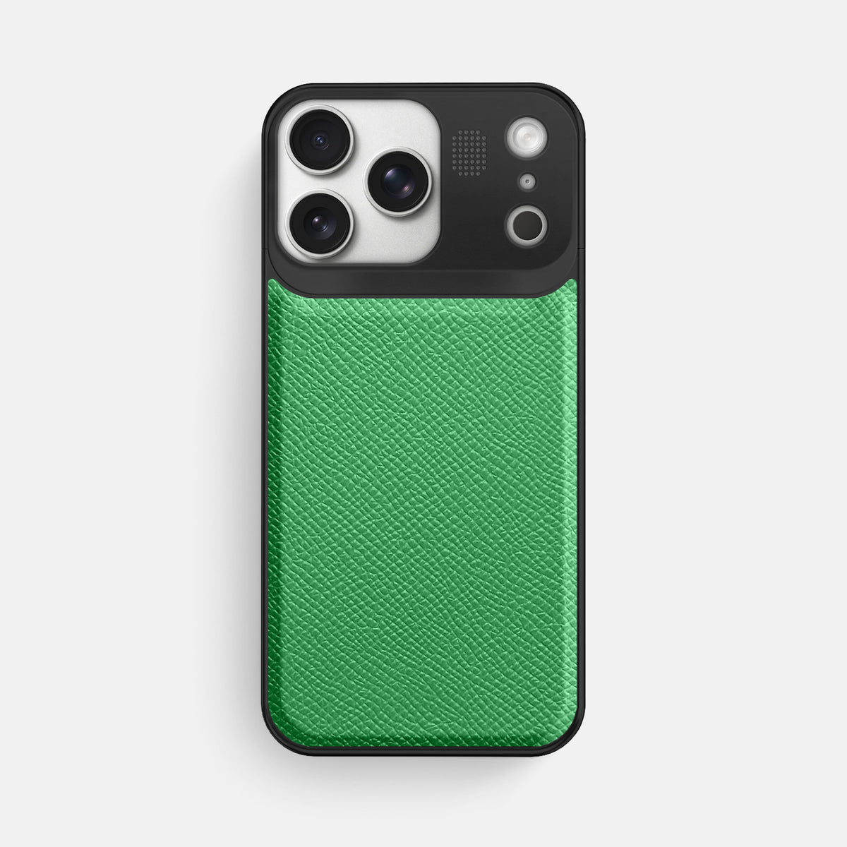 Metal Case For iPhone 17 Pro Max In Epsom-Style Calf -1 | Grass-Green-Black