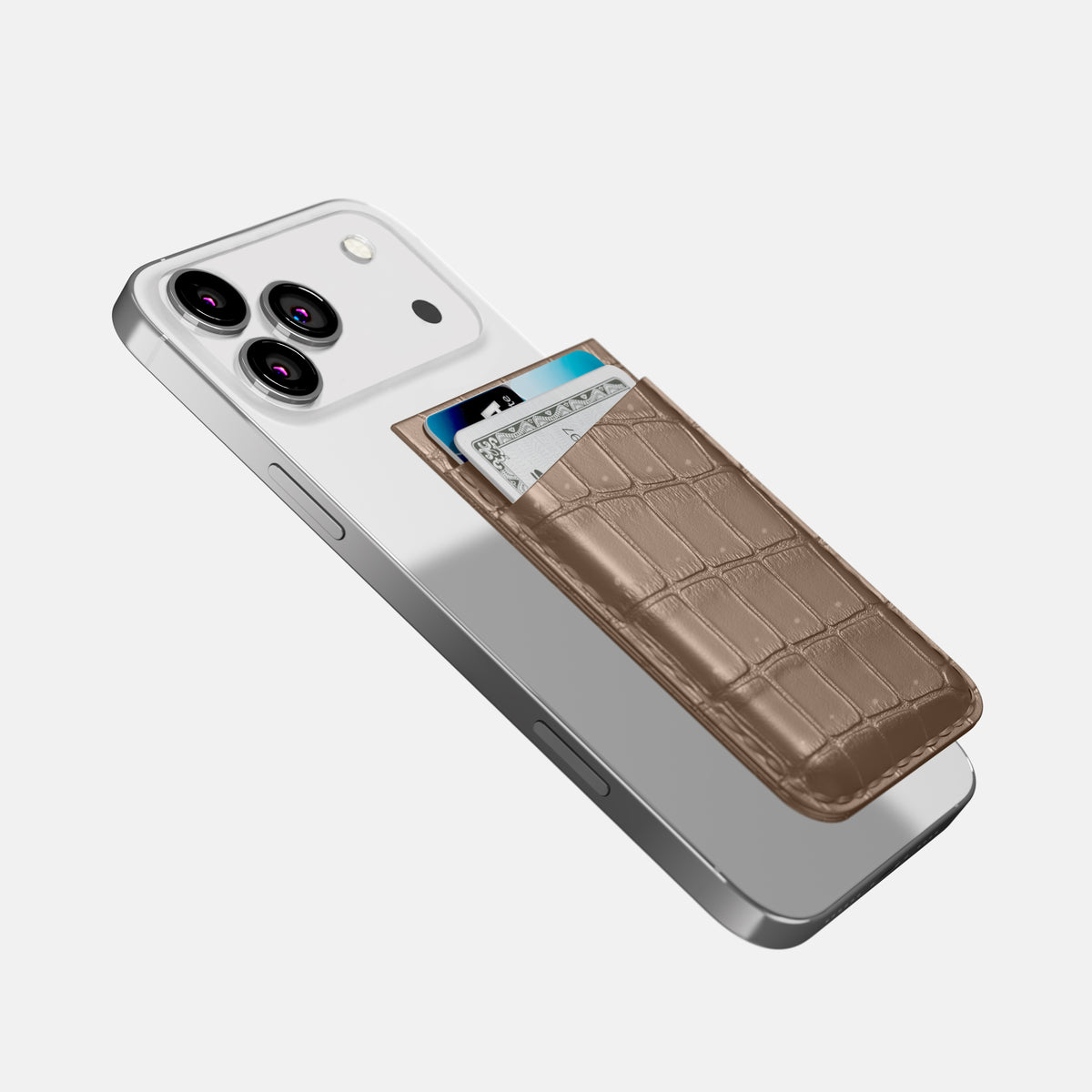 MagSafe Wallet For iPhone 17 Pro In Porosus Crocodile -4 | Fur-Brown