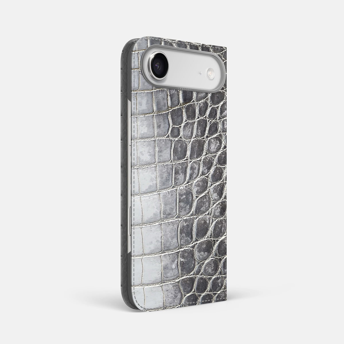 Folio Case For iPhone 17 Air In Himalayan Crocodile -1 | Silver-Steel