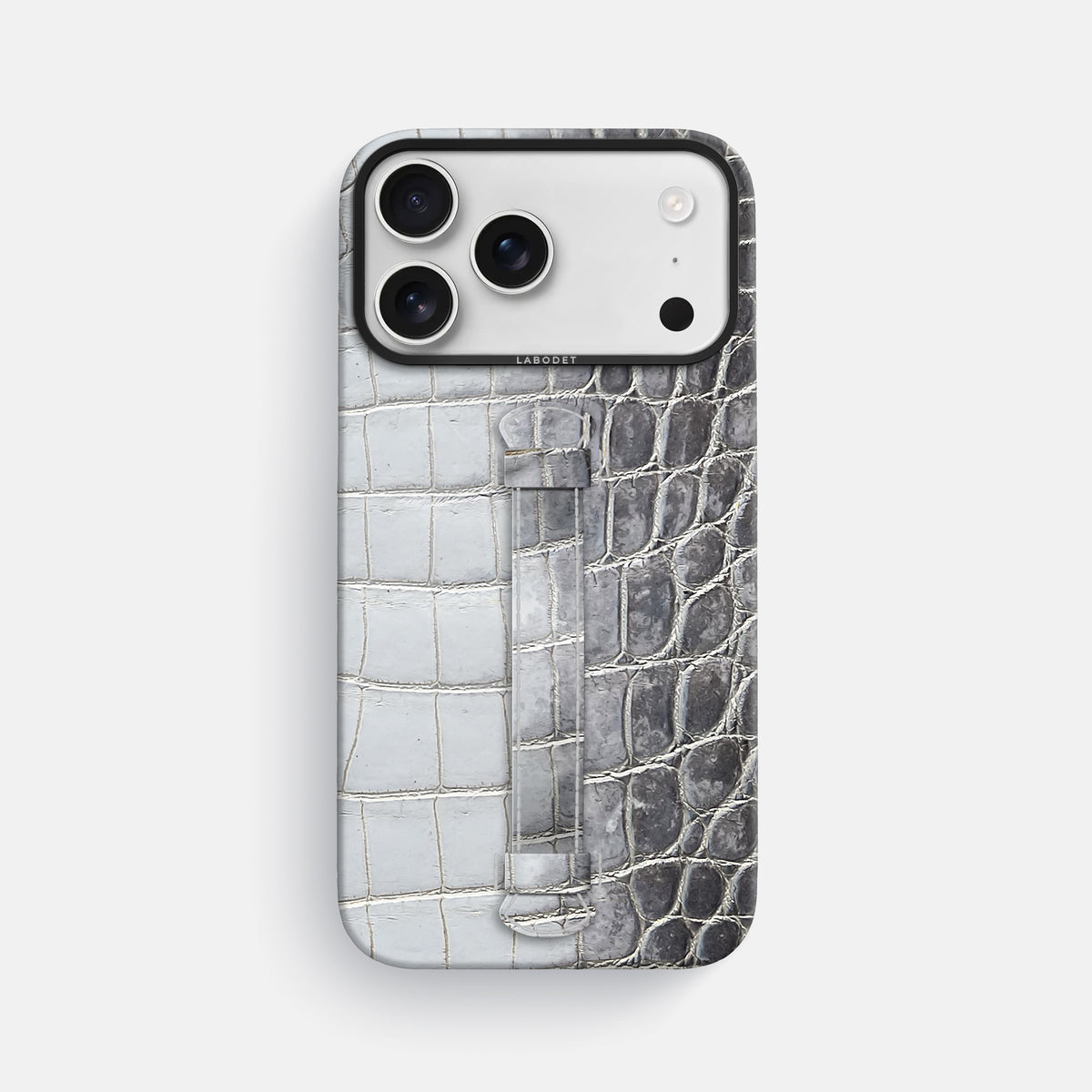 Center Handle For iPhone 17 Pro Max In Himalayan Crocodile -2 | Silver-Black