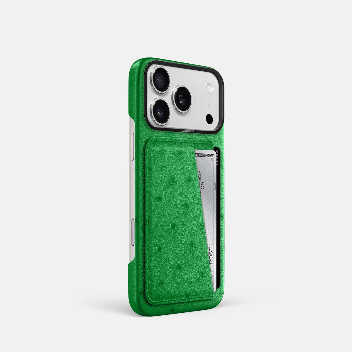 Double Card Case For iPhone 18 Pro In Ostrich -2 | Kentucky-Green-Black
