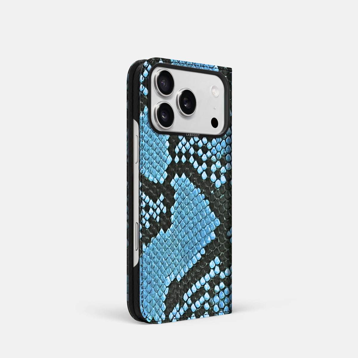 Folio Case For iPhone 18 Pro In Deluxe Python -1 | Pacific-Blue-Black