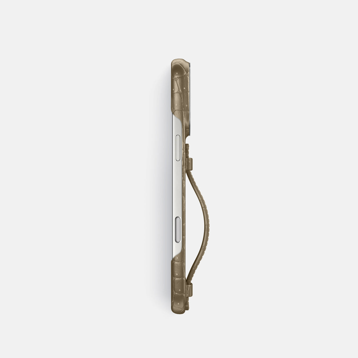 Center Handle For iPhone 17 Pro In Porosus Crocodile -2 | Kaki-Green-Steel