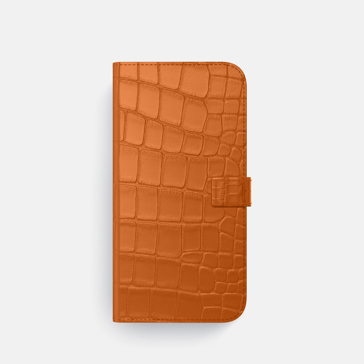 Folio Case with Clasp For iPhone 18 Pro In Alligator -4 | Orange-Black