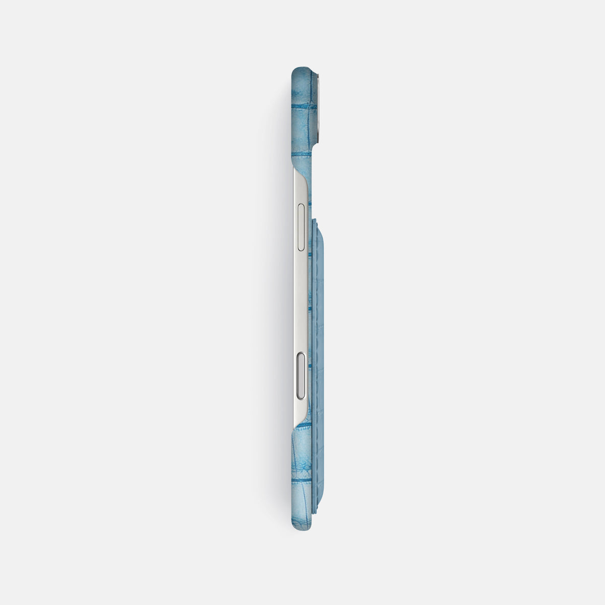 Double Card Case For iPhone 17 Air In Himalayan Crocodile -3 | Ice-Blue-Steel