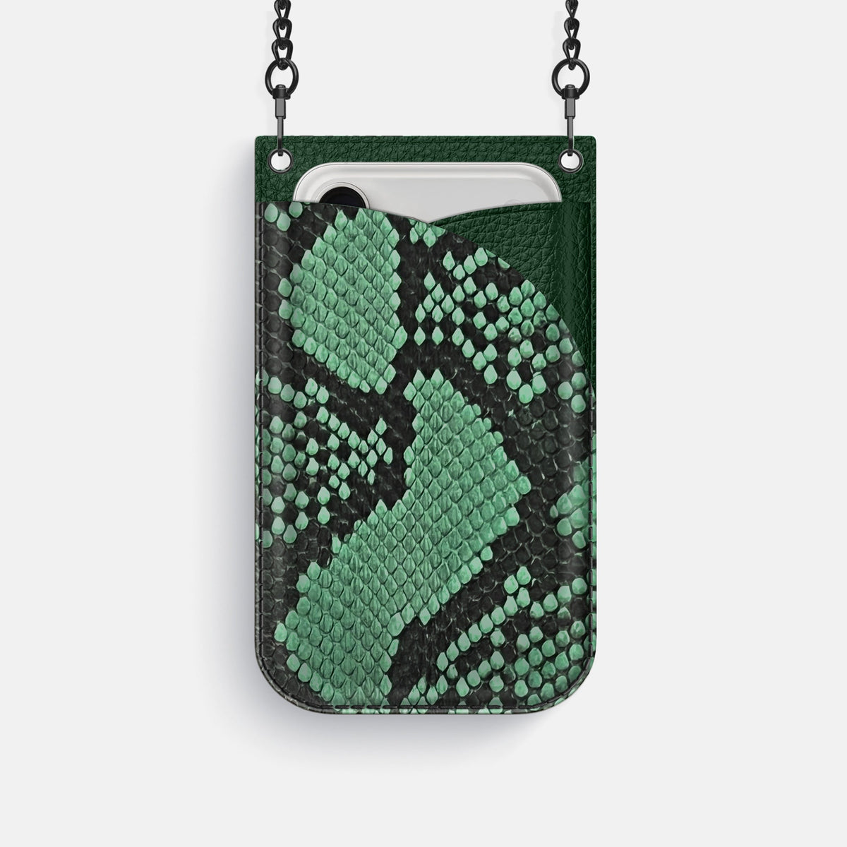 Crossbody Bag For iPhone 18 Pro In Deluxe Python -1 | Forest-Green-Black