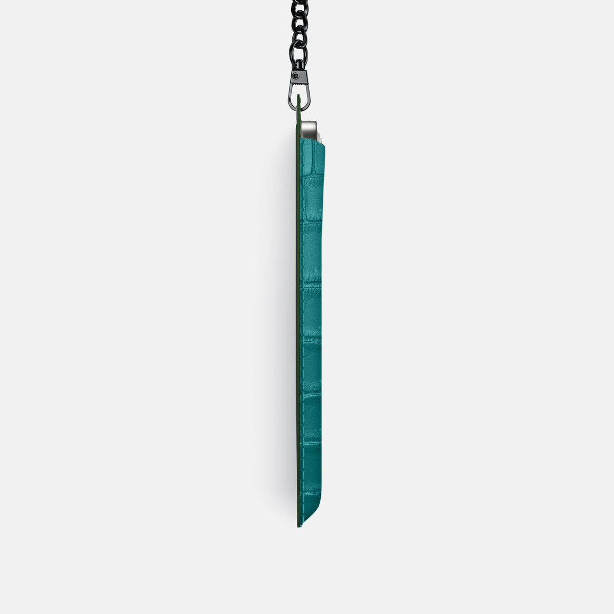 Crossbody Bag For iPhone 18 Pro In Porosus Crocodile -4 | Celadon-Black
