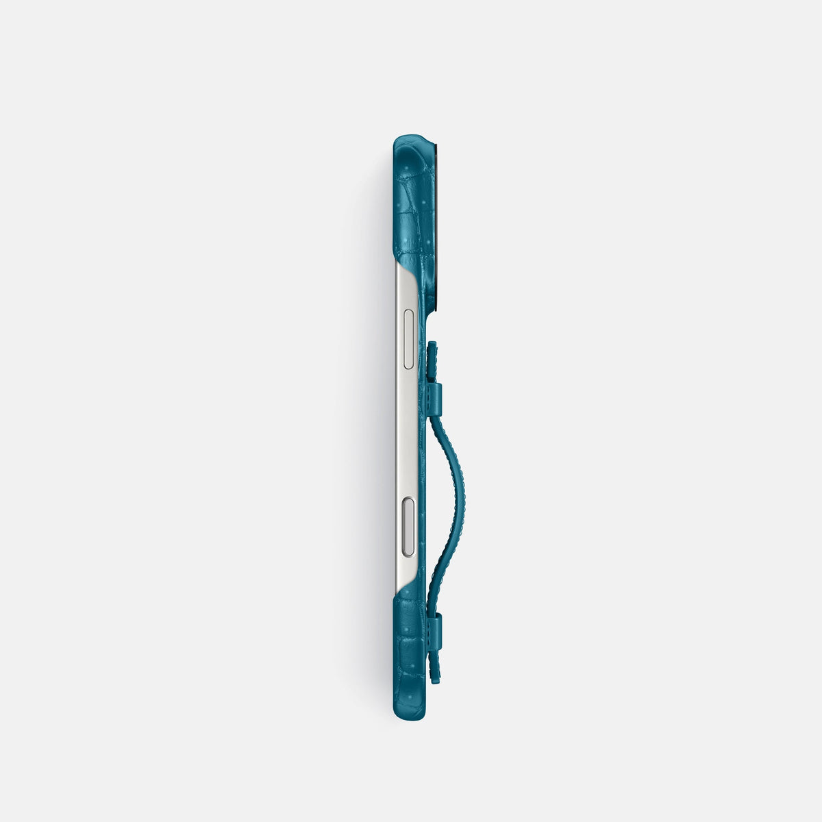 Handle Case For iPhone 18 Pro In Porosus Crocodile -3 | Turquoise-Black