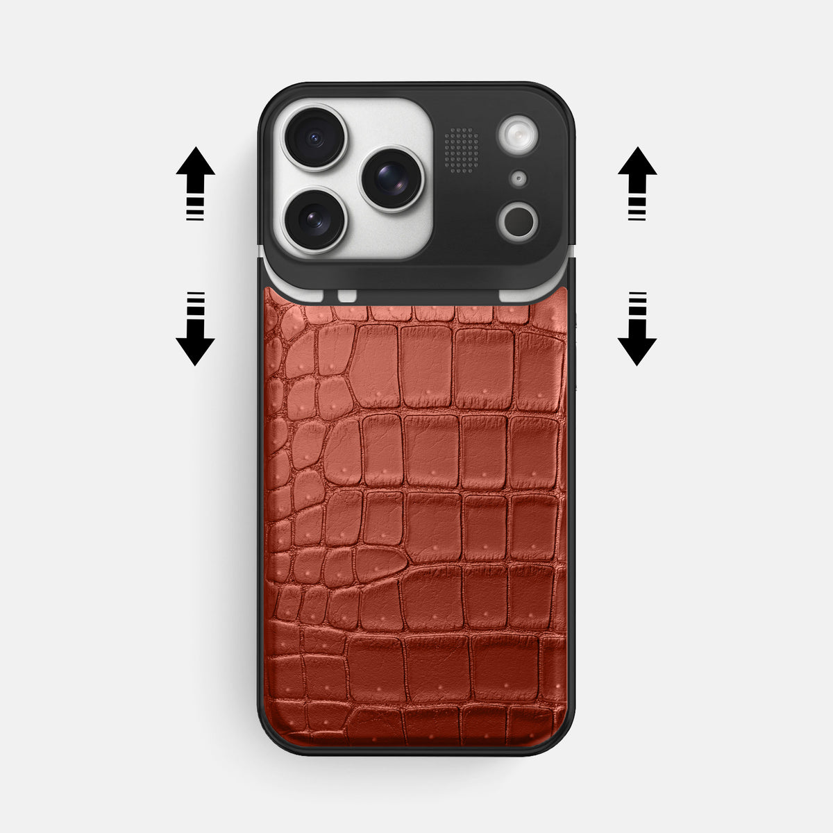 Metal Case For iPhone 17 Pro Max In Porosus Crocodile -2 | Mahogany-Brown-Black