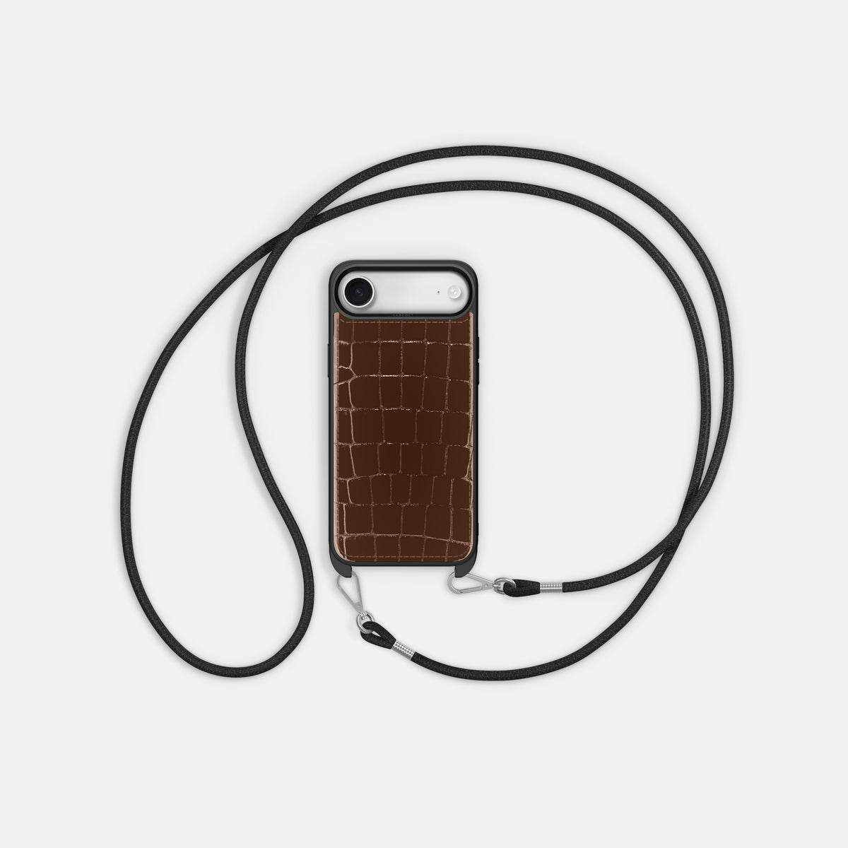 Crossbody Sport Case For iPhone 17 Air In Shiny Alligator -5 | Brown