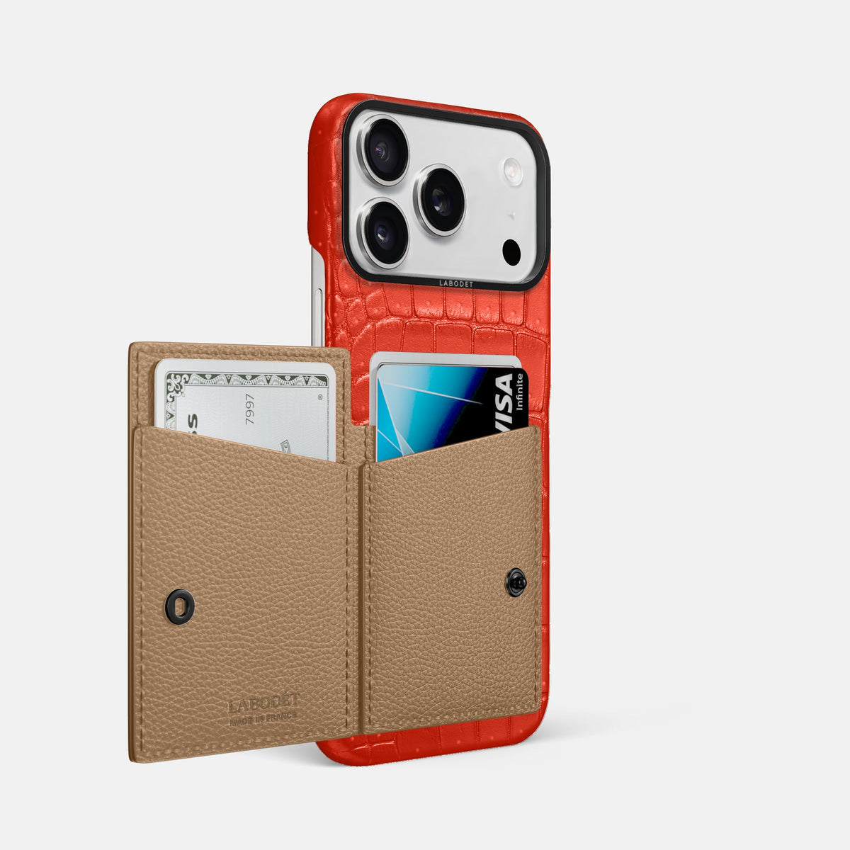 Bi-Fold Case For iPhone 18 Pro Max In Porosus Crocodile -2 | Rust-Black