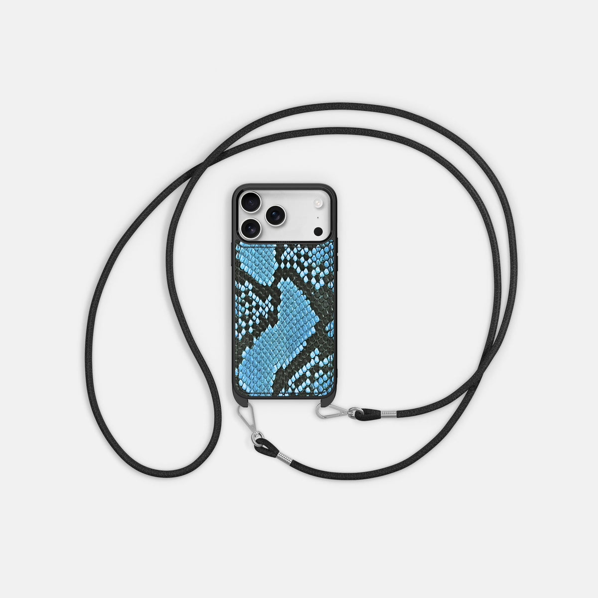 Crossbody Sport Case For iPhone 18 Pro In Deluxe Python -5 | Pacific-Blue