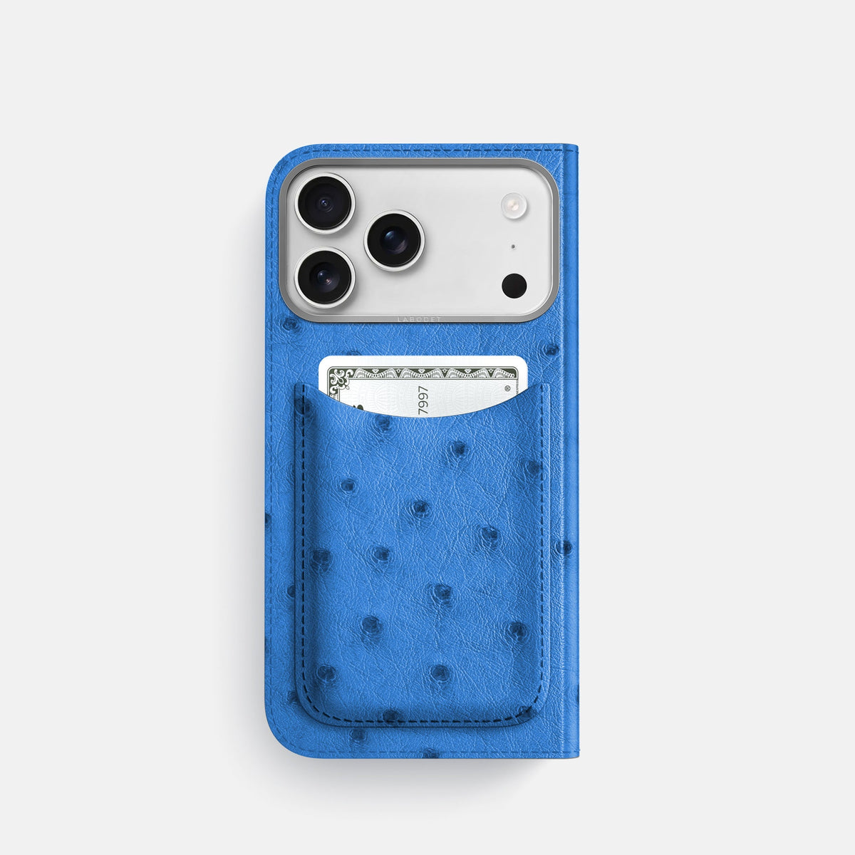 Folio Case with Card For iPhone 18 Pro In Ostrich -3 | Royal-Blue-Steel