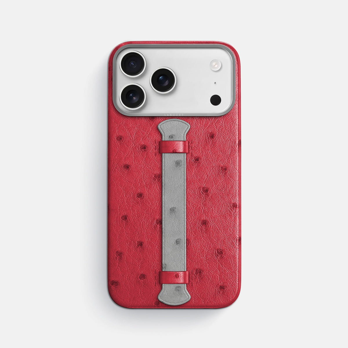 Center Handle Coloré For iPhone 18 Pro Max In Ostrich -1 | Red-Steel