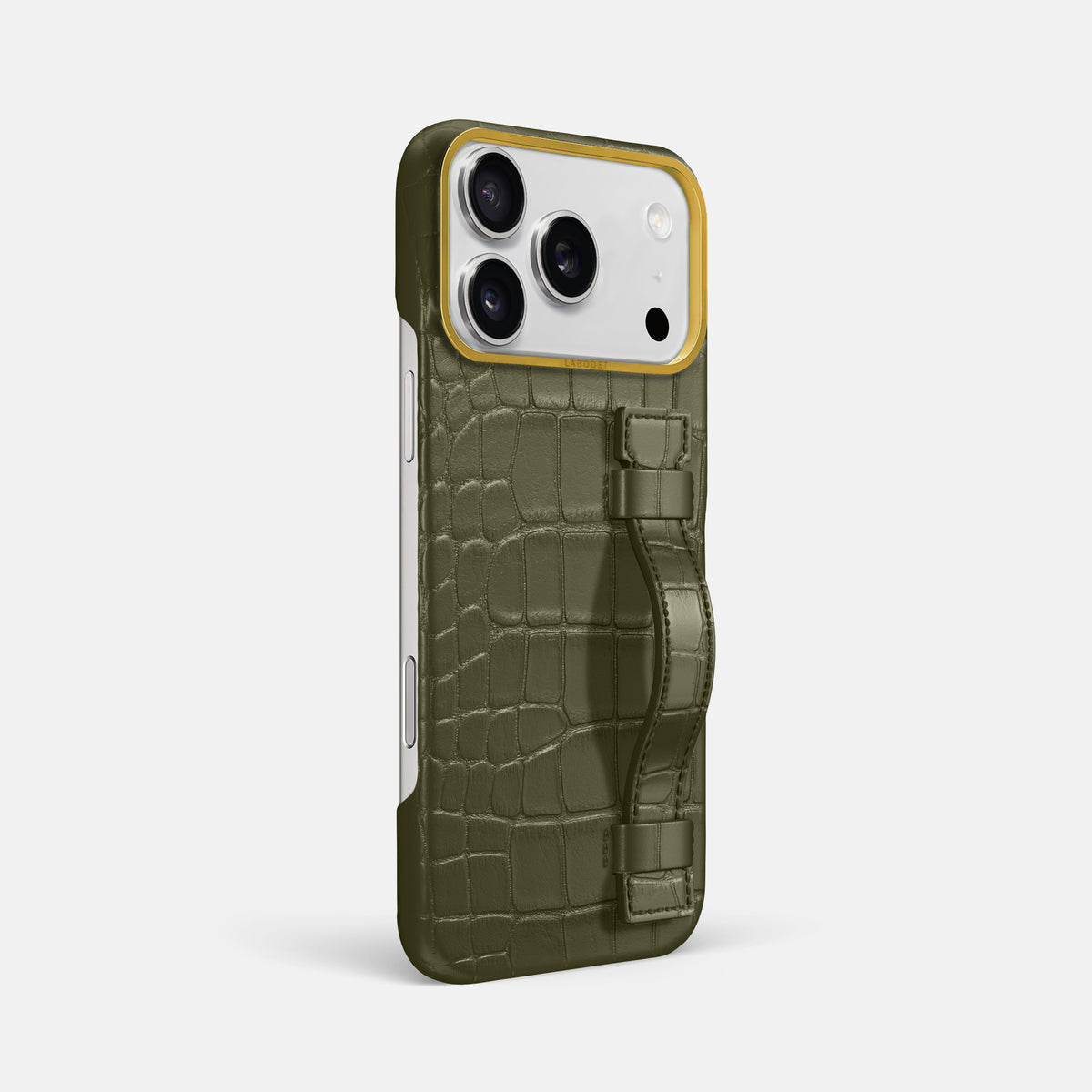Handle Case For iPhone 17 Pro Max In Alligator -2 | Kaki-Green-Gold