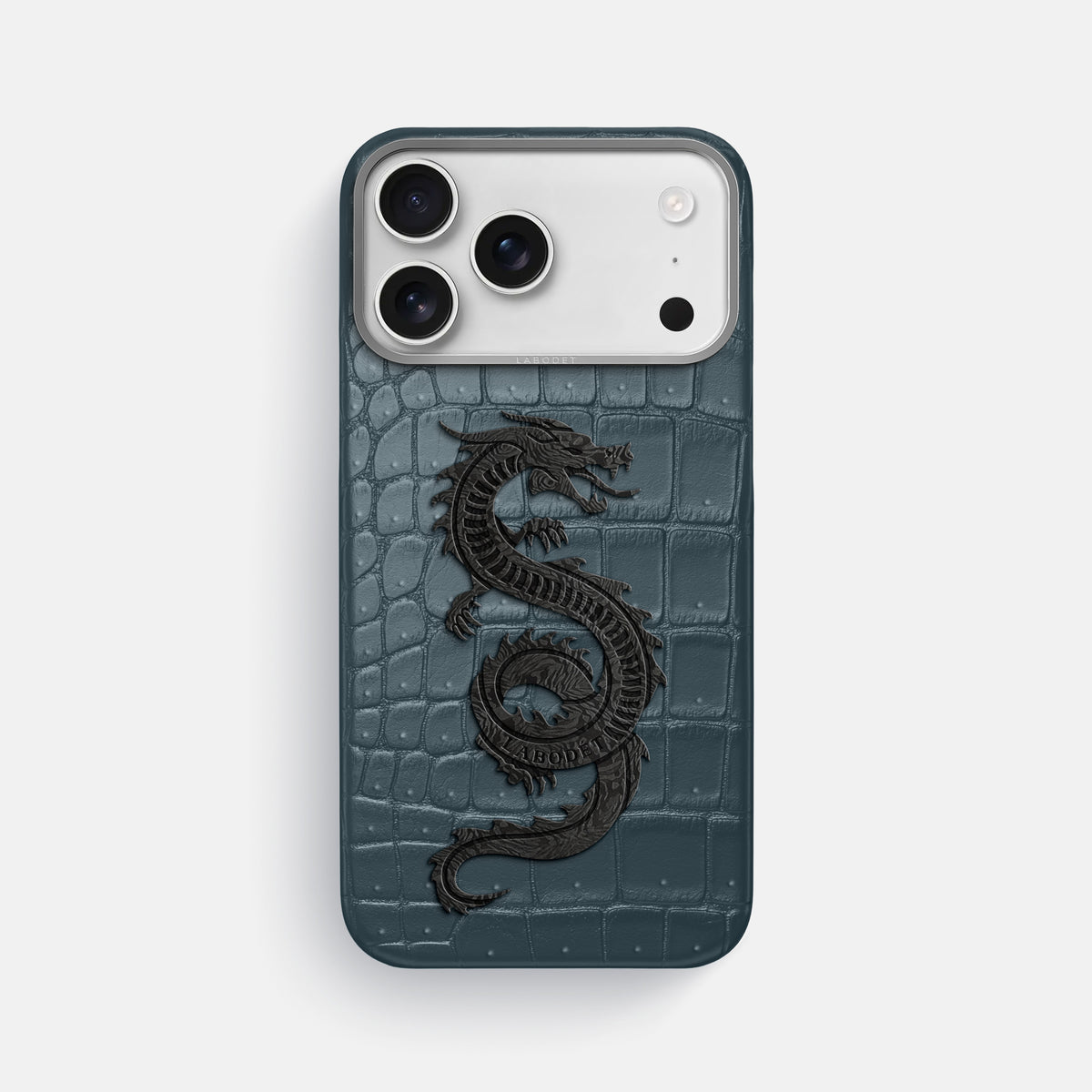 Classic Case With Carbon Dragon For iPhone 17 Pro Max In Porosus Crocodile -1 | Denim-Steel