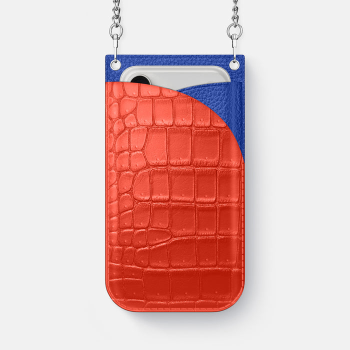 Crossbody Bag For iPhone 17 Pro Max In Porosus Crocodile -1 | Rust-Steel