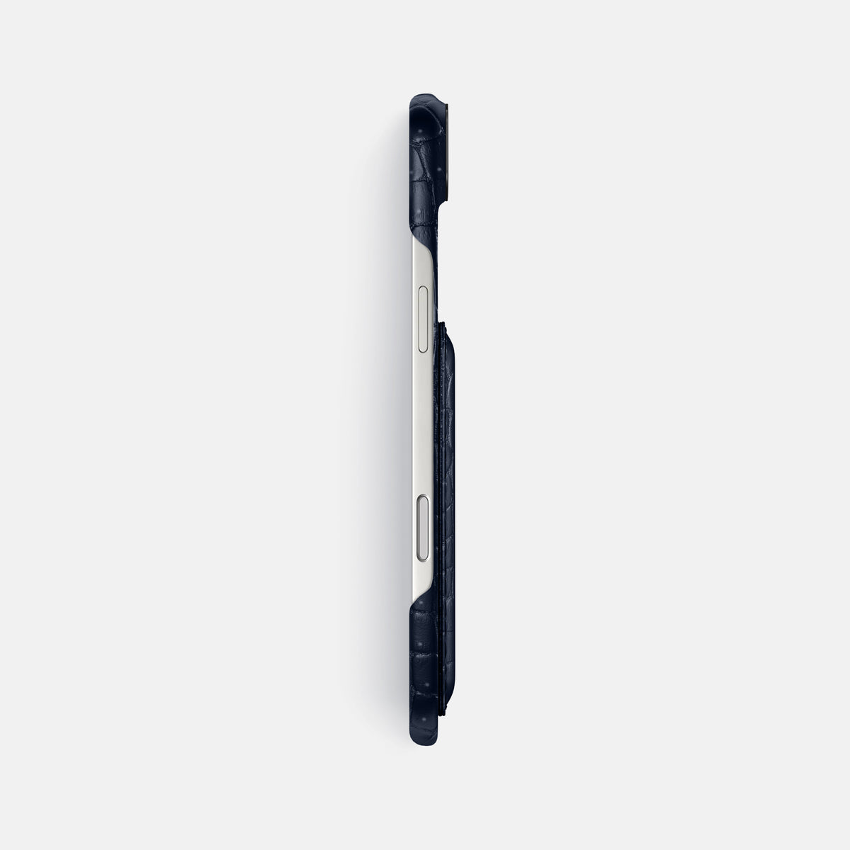Double Card Case For iPhone 17 Air In Porosus Crocodile -3 | Deep-Blue-Sea-Black