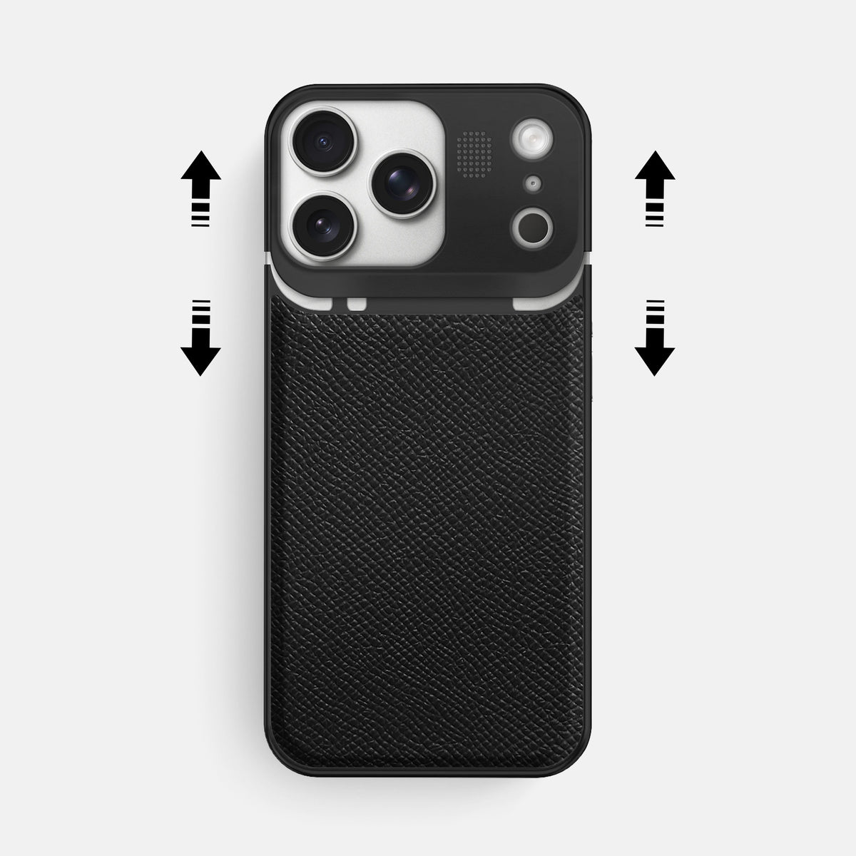 Metal Case For iPhone 17 Pro Max In Epsom-Style Calf -2 | Black-Black