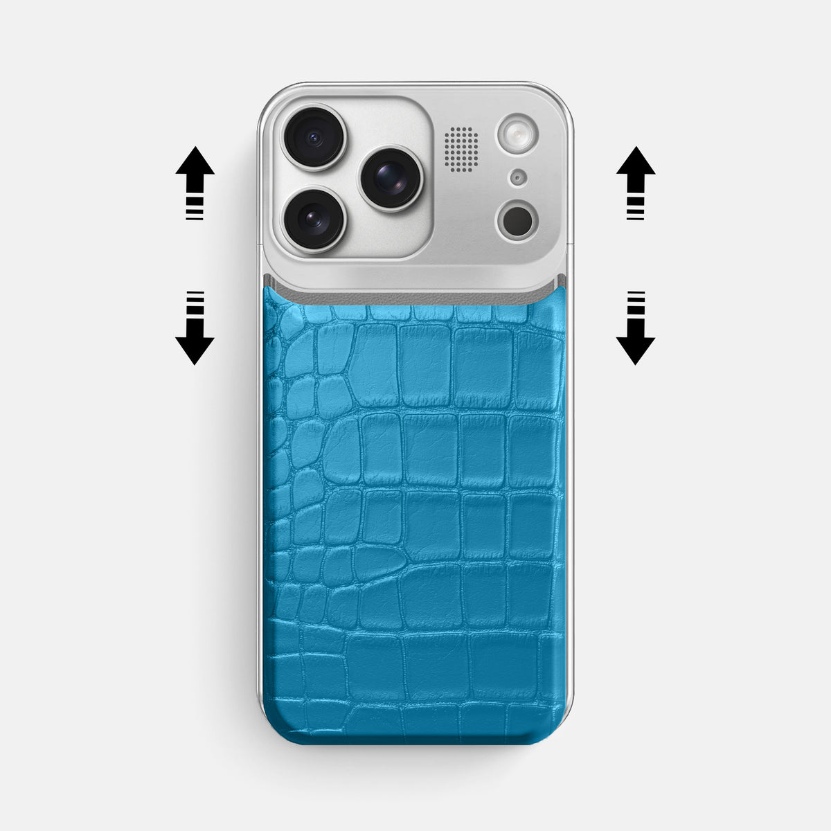 Metal Case For iPhone 17 Pro Max In Alligator -2 | Curaçao-Blue-Steel
